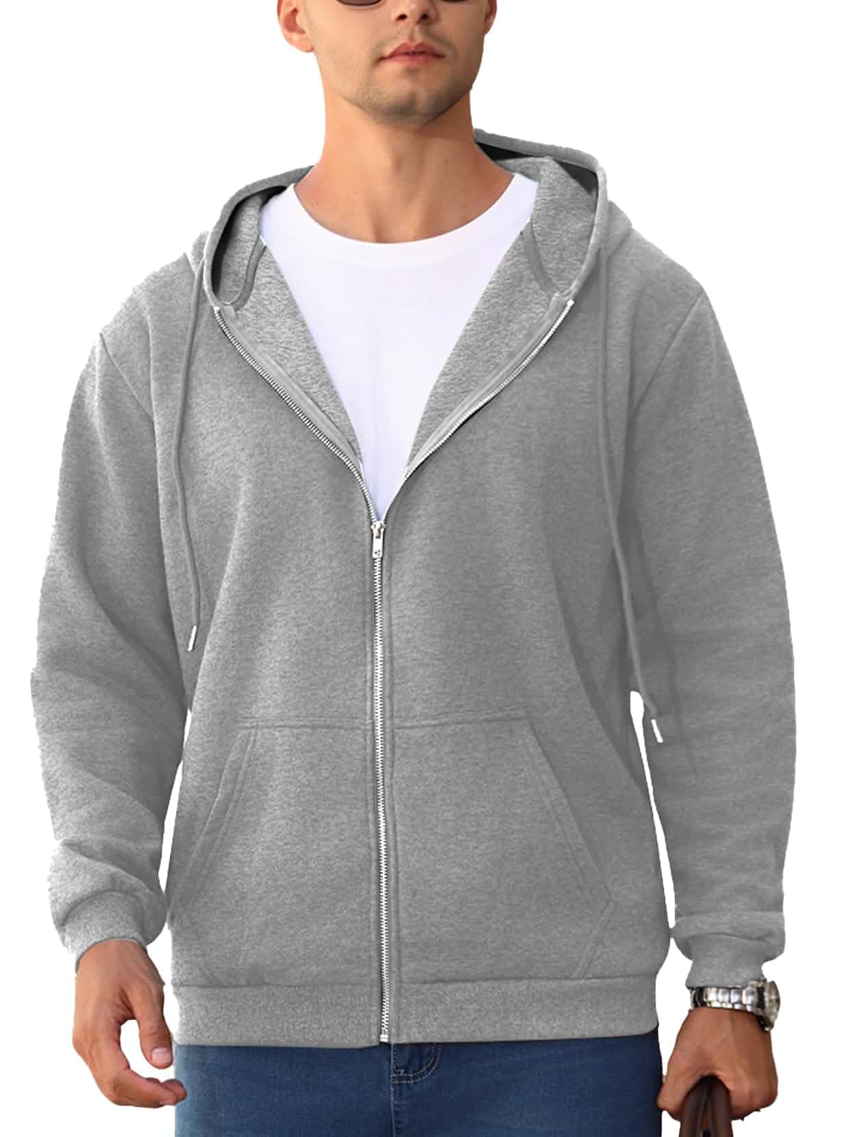 ENOSKY Men's Full Zip Hoodie Casual Sweatshirt Long Sleeve Hooded Jacket Full Zip Hoodie With Adjustable Drawstring Hood and Pockets, Designed for Casual Wear, Workouts, Travel and Daily Comfort
