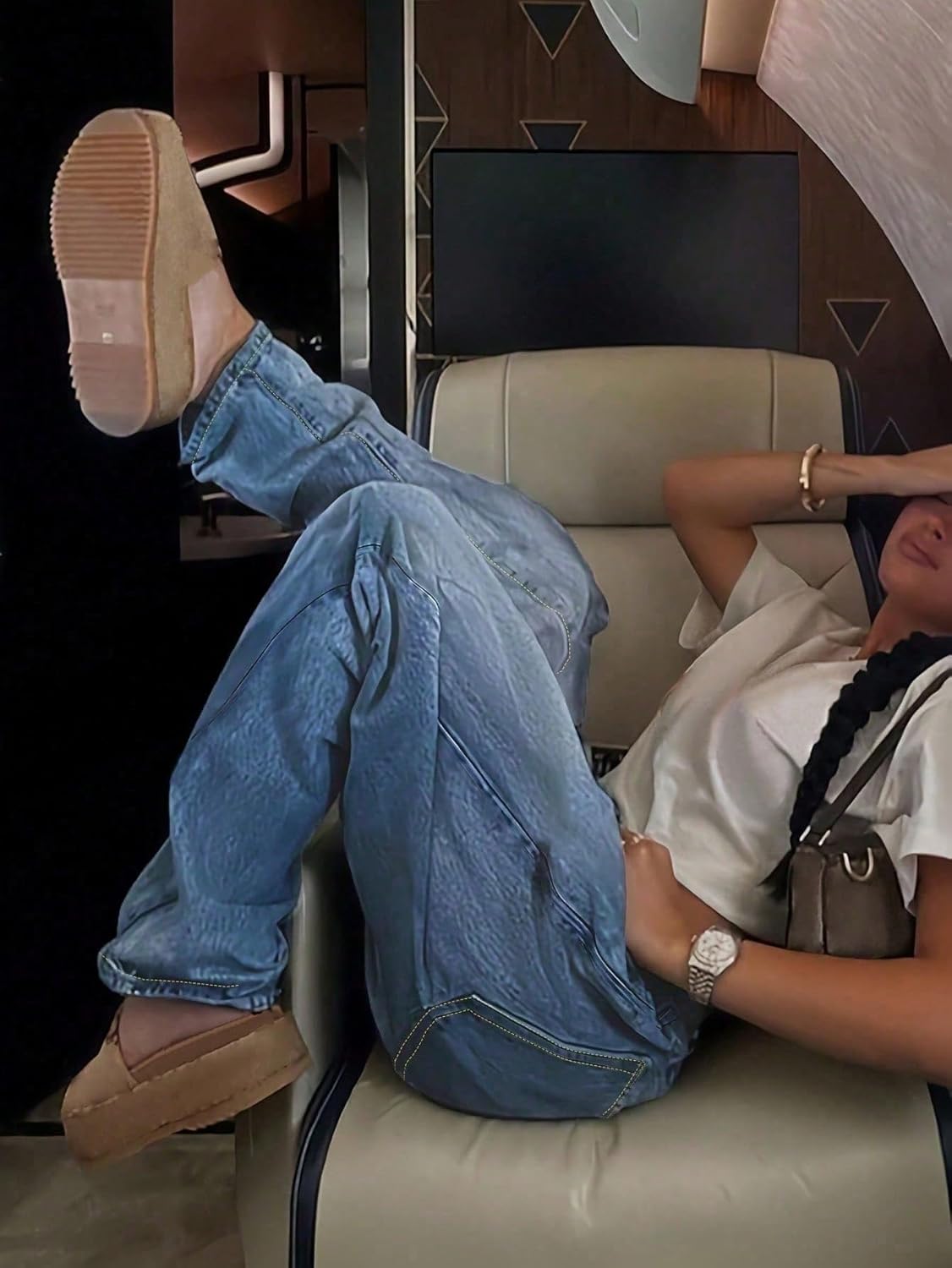 Womens Baggy Jeans Boyfriend Straight Wide Leg Pants Trendy Retro High Waist Distressed Streetwear Bottoms - Image 4