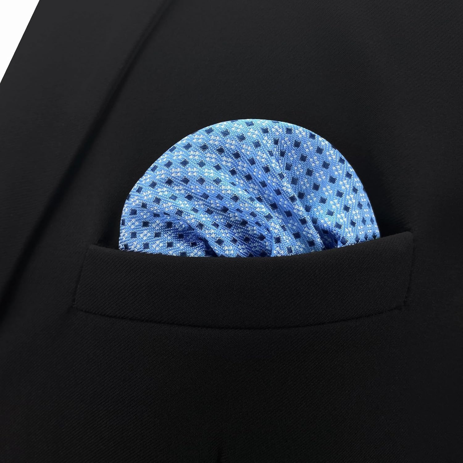 SHLAX&WING Blue Dots Dotty Men's Hanky Silk Pocket Square For Business
