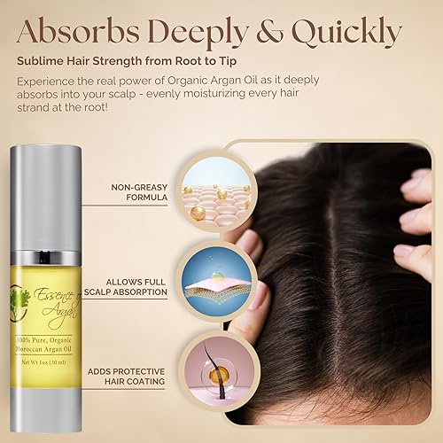 Miniatura 4 de Essence of Argan Aceite de argán orgánico marroquí 100% puro, aceite ecológico natural que nutre y acondiciona tu piel, cabello y uñas (1.7 onzas)