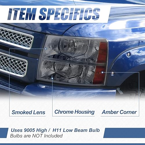Miniatura 2 de Auto Dynasty Conjunto de faros halógenos de fábrica compatible con Chevy Silverado 1500 2500HD 3500 GMT900 2007-2014, lado del conductor y del