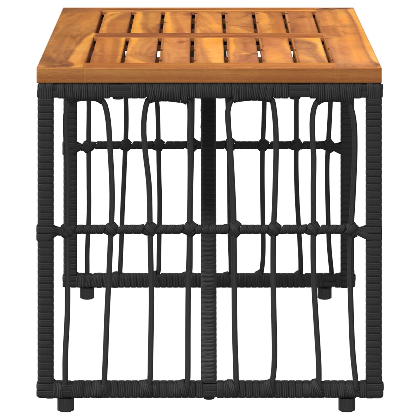 Stal i poli rattan Ogrodowy rustykalny Stół 80 x 40 x 40 cm Czarny