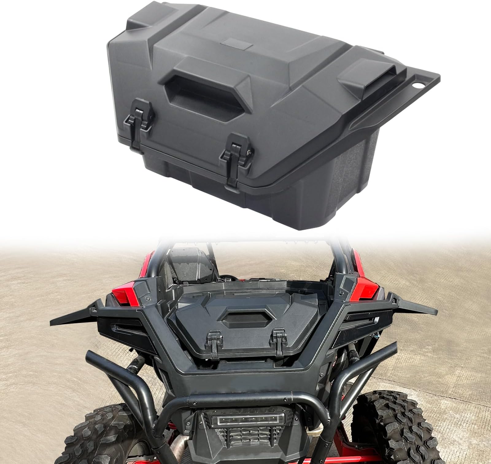 42QT UTV Rear Cargo Box Storage Bin Compatible with Polaris RZR PRO XP/Turbo R 2020-2023 Accessories, Water Resistant Forward Cargo Storage Box Tool Bed Box with Lid Repalce #2883752