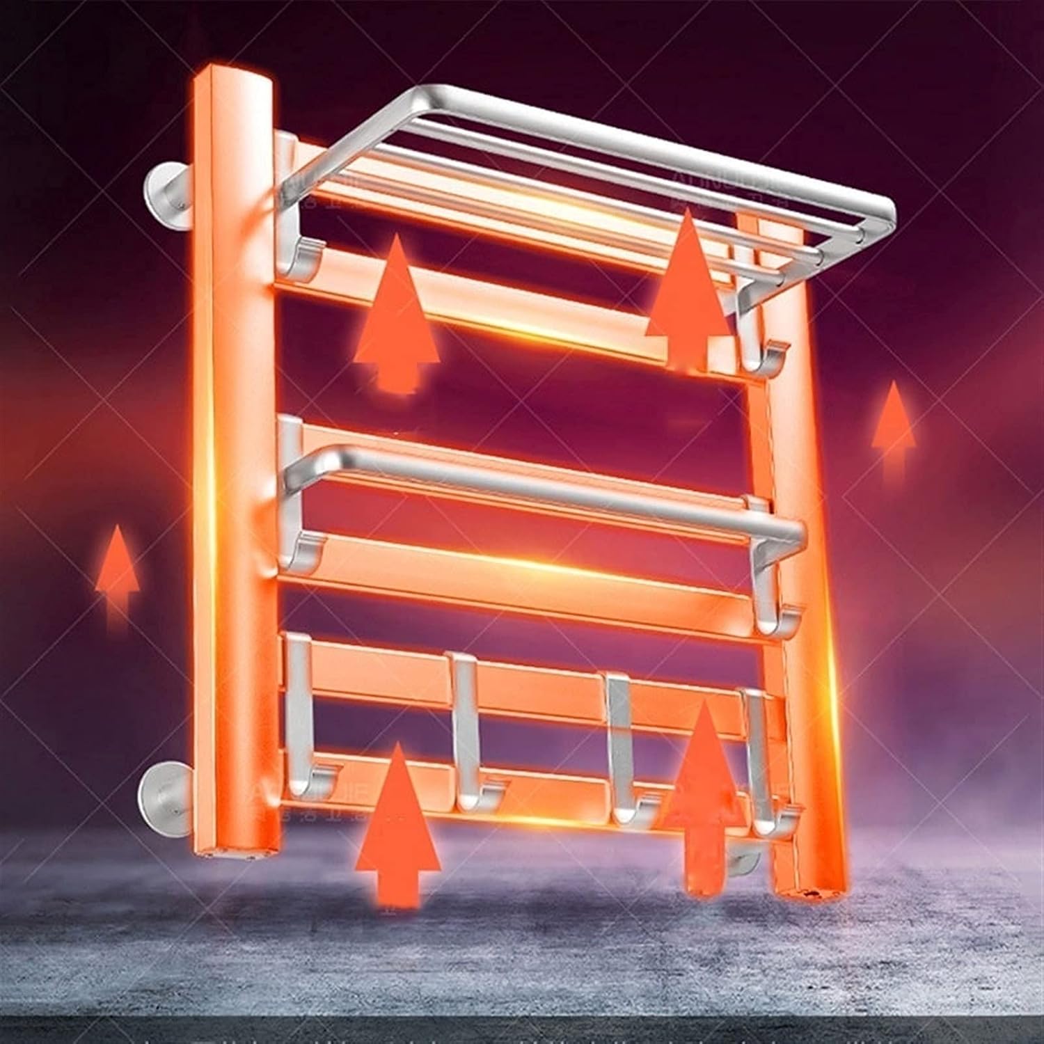 Towel Rack Smart Clothes Drying Rack Aluminum Frame Home Bathroom Space Saving 9-Bar Electric Heated Bath Towel Warmer Rack,Wallmountable, Plug in, 130W Easy Install