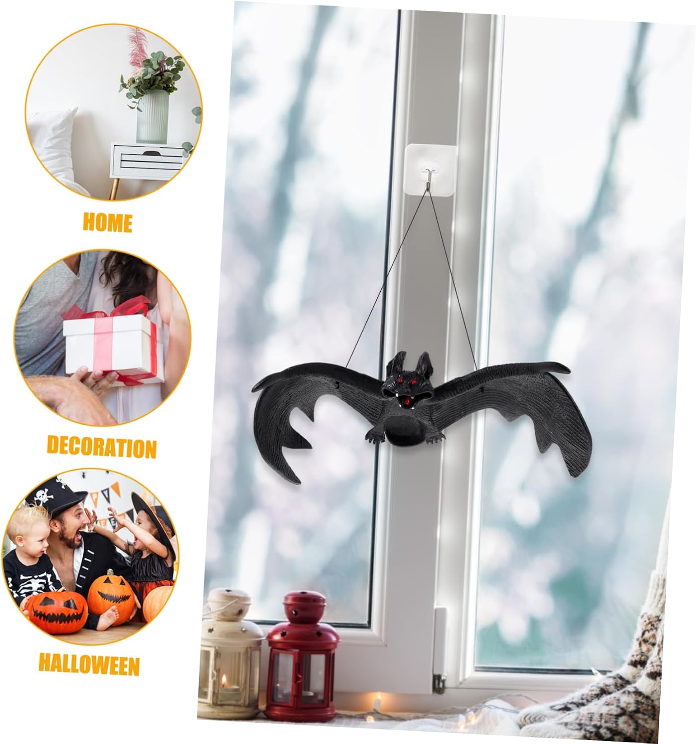 Garneck 3pcs Realistic Bat Pendant Halloween Tree Hanging Decorations for Scary Parties Garden Layout Halloween Props with High Simulation Design