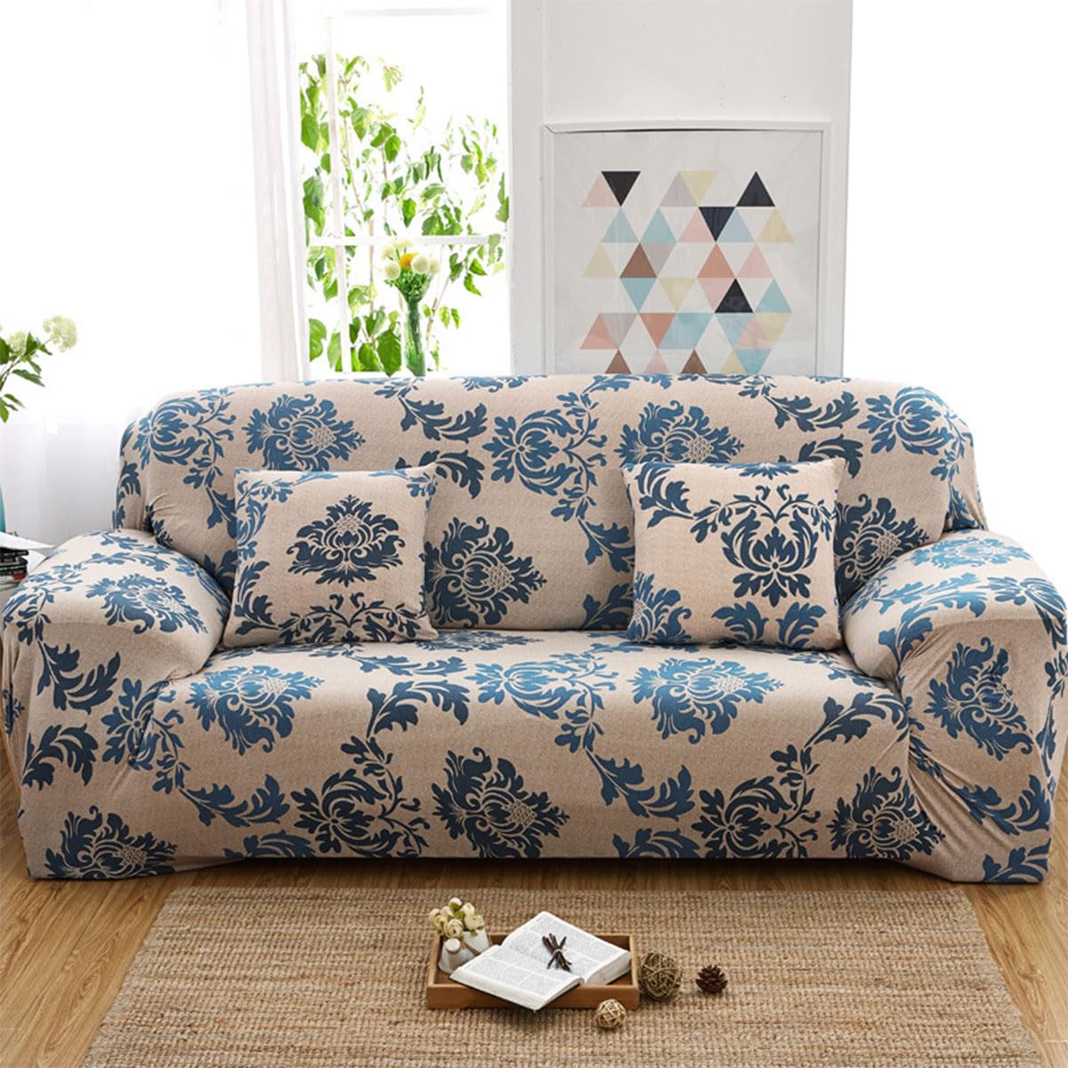Fundas elásticas para sofás de 1, 2, 3 y 4 plazas. Fundas estampadas para sofás. Fundas antideslizantes. Fundas de tela elástica con estilo. Fundas lavables para sof(Size:4 Seater(235-300cm),Color:F1)