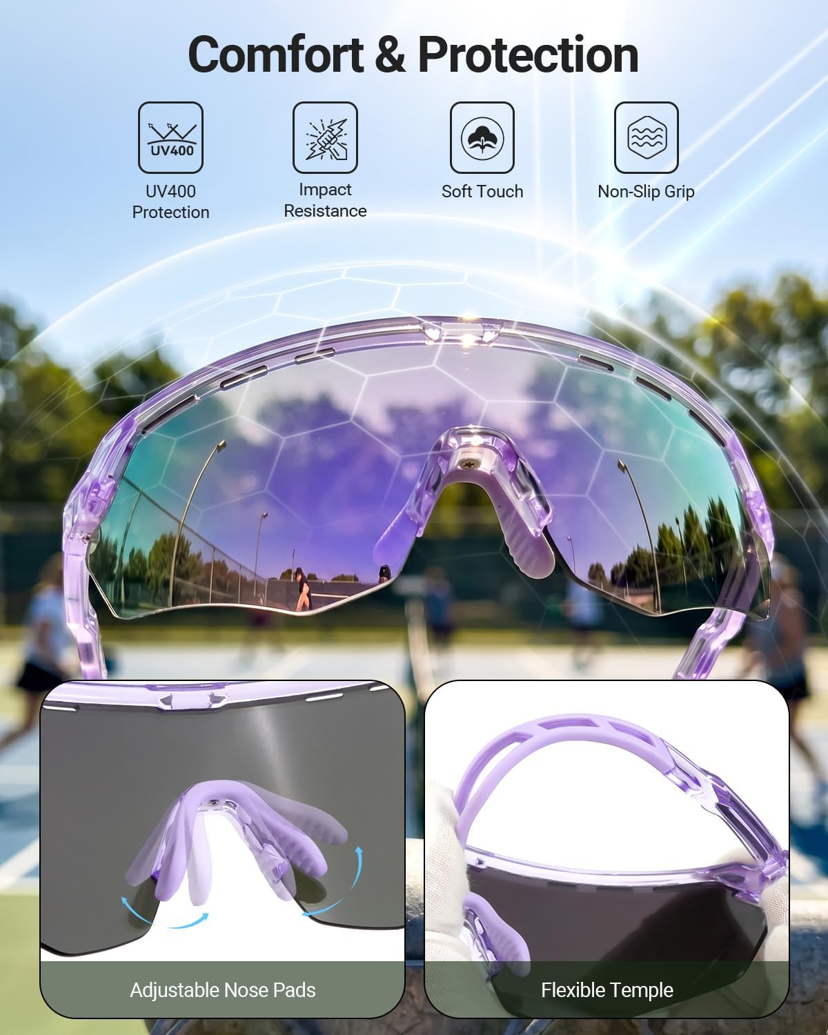 Meeloog Sports Sunglasses for Men Women Youth, UV Protection Wrap Around Glasses for Cycling Running Baseball Pickleball