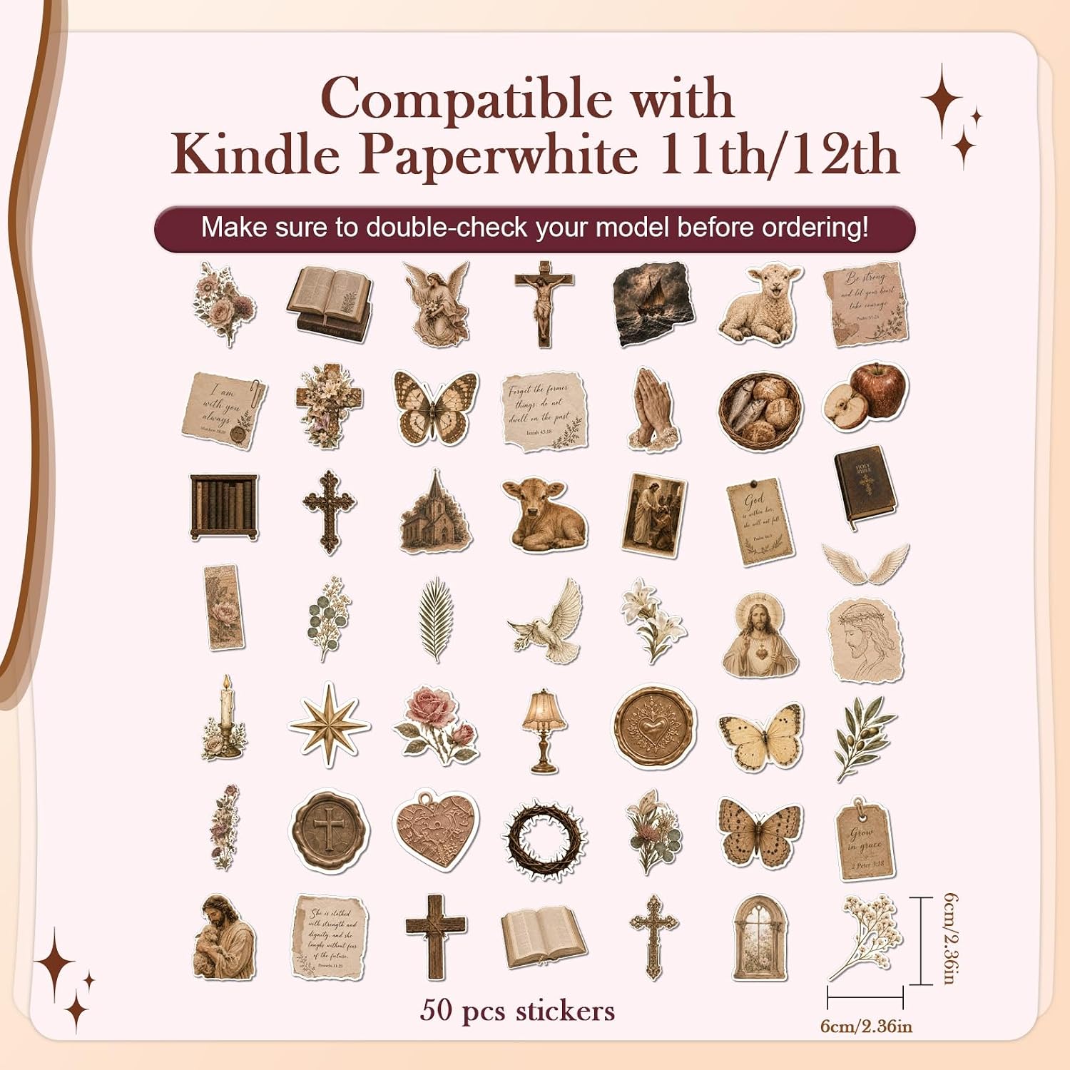 Rngmsi 62Pcs Bible Floral Cardstock Inserts for Kindle Stickers for EReader image 3