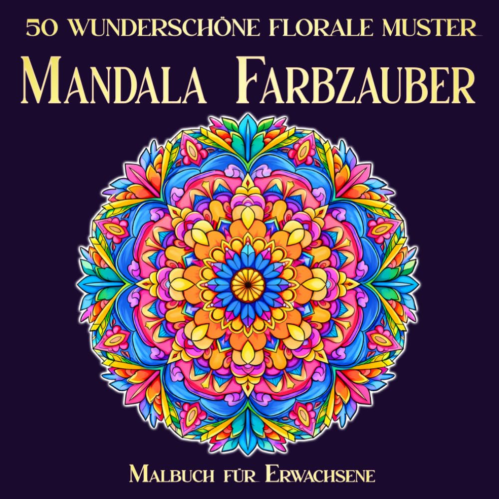 Mandala Farbzauber: 50 wunderschöne florale Muster im quadratischen Format | Einseitig bedrucktes Malbuch für Erwachsene zur Entspannung (Mal- und Rätselbücher Erwachsene)