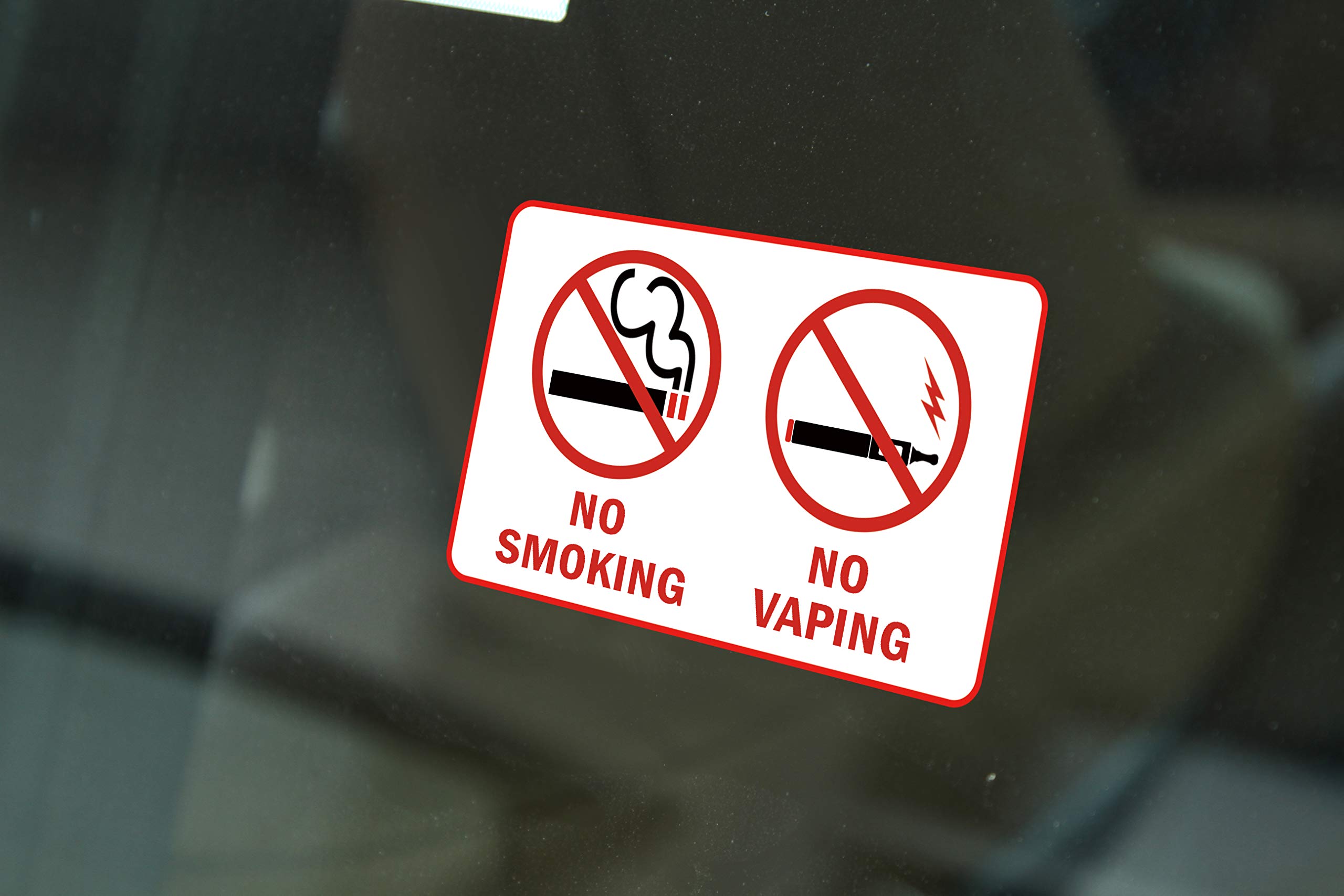 10 Set Warning Signs No Smoking No Vaping Car Sticker or Static Cling Decal Inside Car Window 2.5 x 4 Inch (Sitcker)