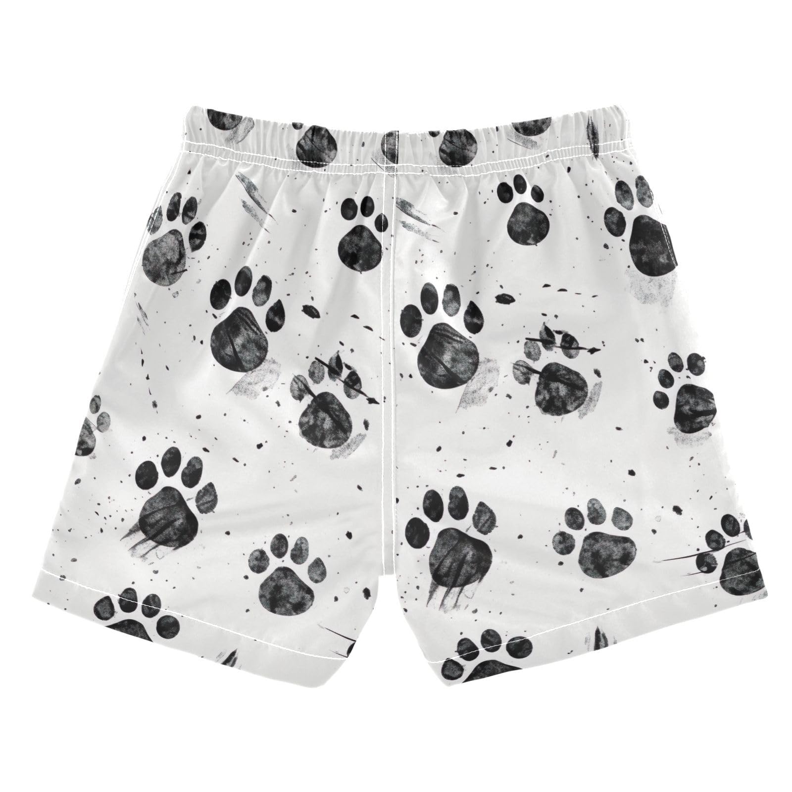 FLildon Dog Paw Prints Little Boys Swim Trunks with Mesh Lining Quick Dry Beach Board Shorts, 3T