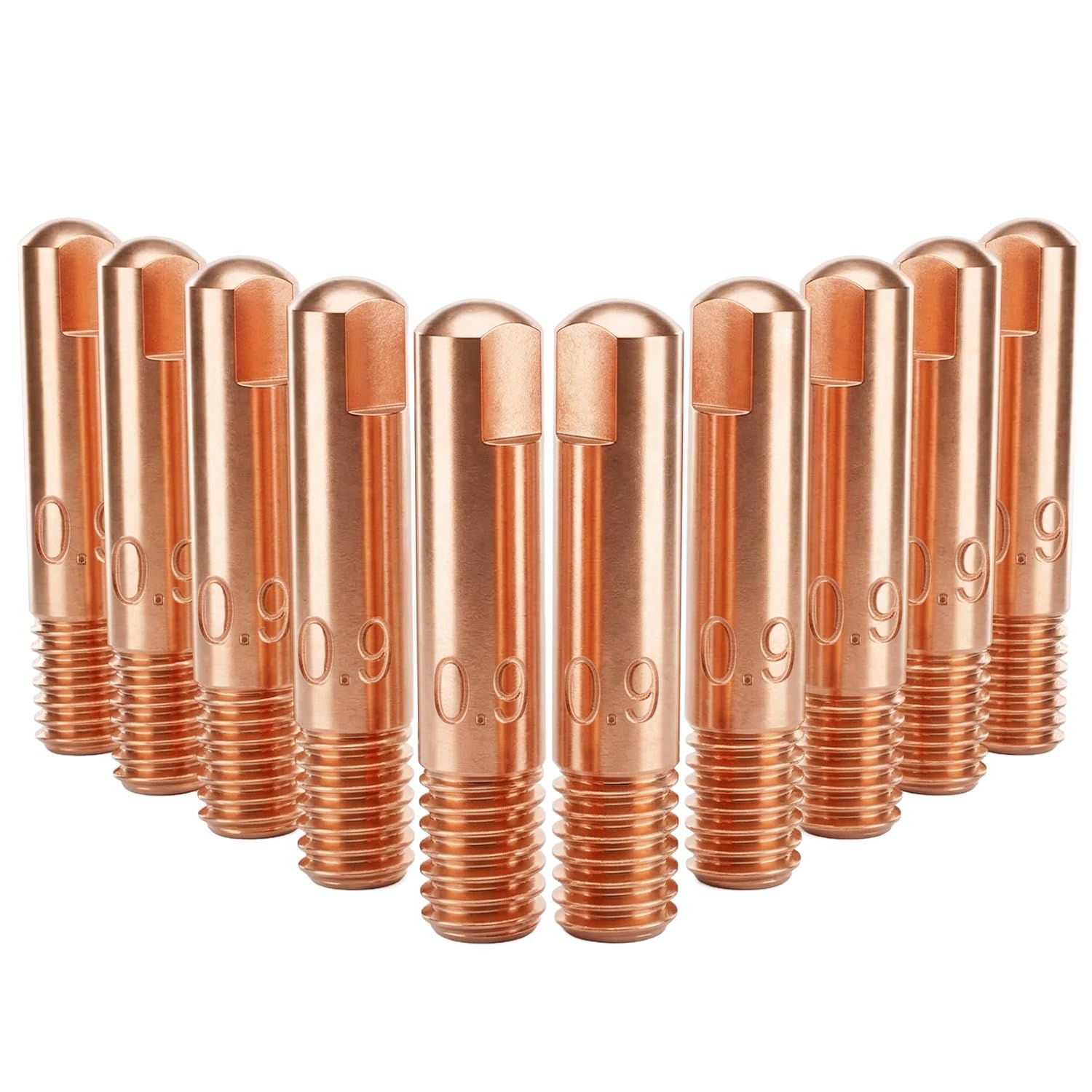 QWORK® Ugelli per saldatura 0,9 mm M6 – Set da 10 punte di contatto in rame per torce da saldatura 15AK MB15 MIG MAG, lunghezza 24 mm, accessori per saldatura per costruzioni metalliche