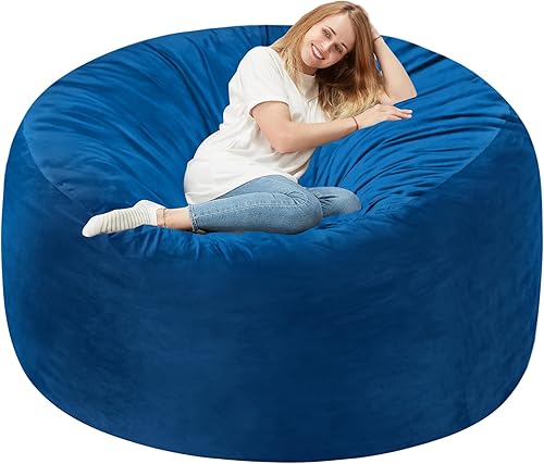 Miniatura 91 de Homguava Sillón tipo puf de 4 pies: Pufs de 4' con espuma viscoelástica rellena, grandes sillones tipo puf, sofá suave con funda de terciopelo Negro