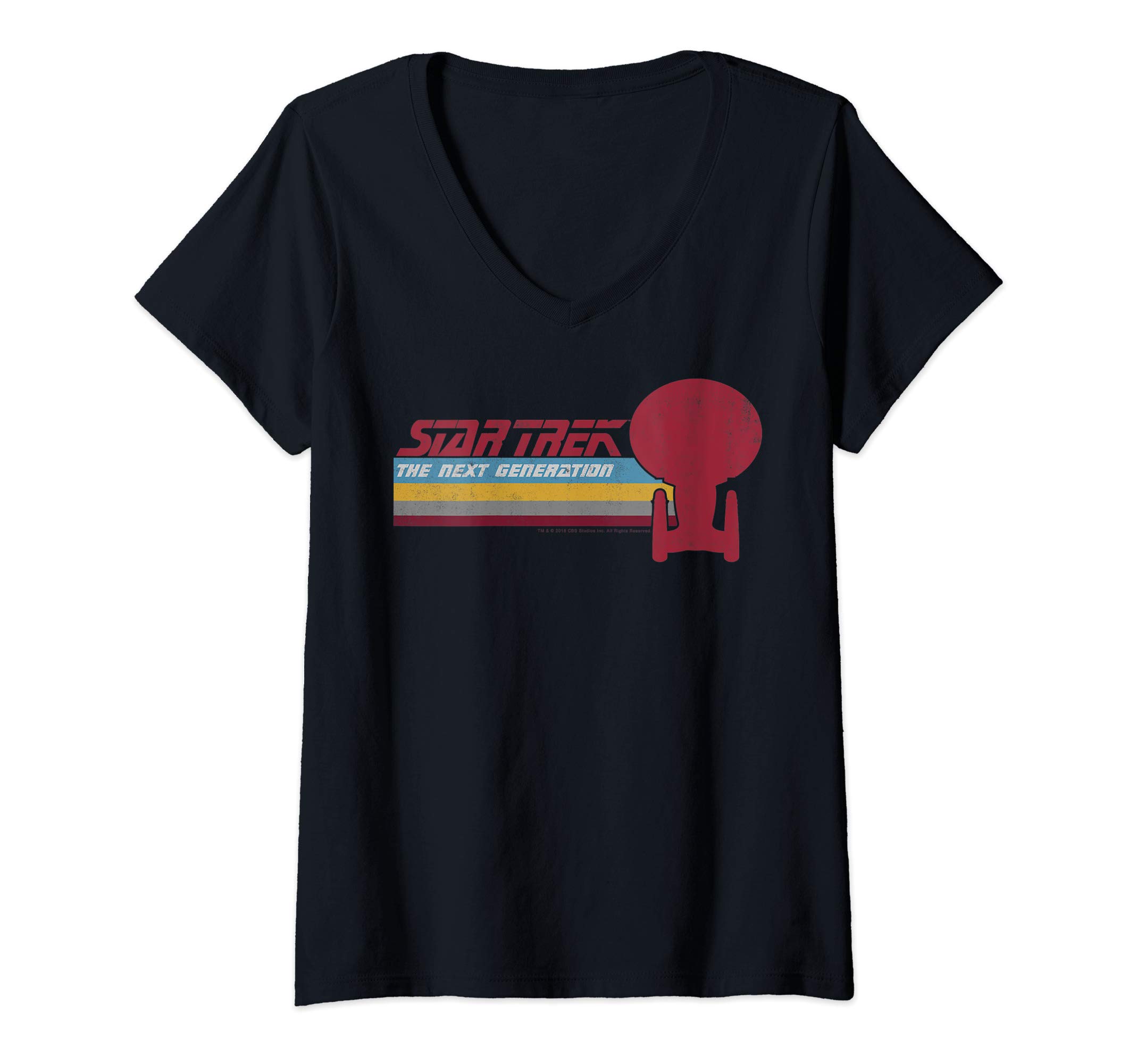 Womens Star Trek Next Generation Enterprise Ship V-Neck T-Shirt