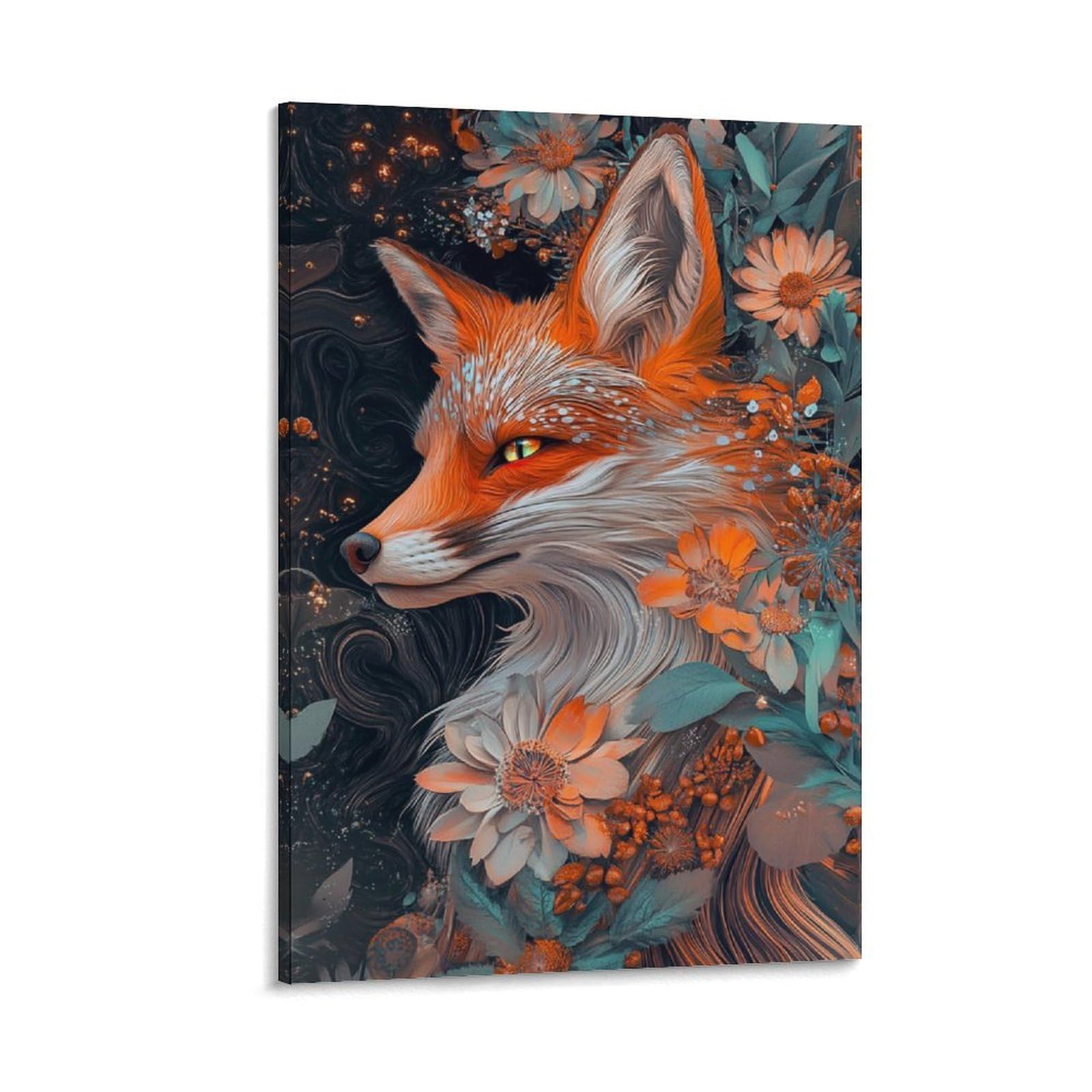 KNZVCXUEH A Fox Spirit Canvas Wall Art Poster Modern Artwork for Bedroom Office Jungle Animals Art Rectangle 16x24inch(40x60cm)