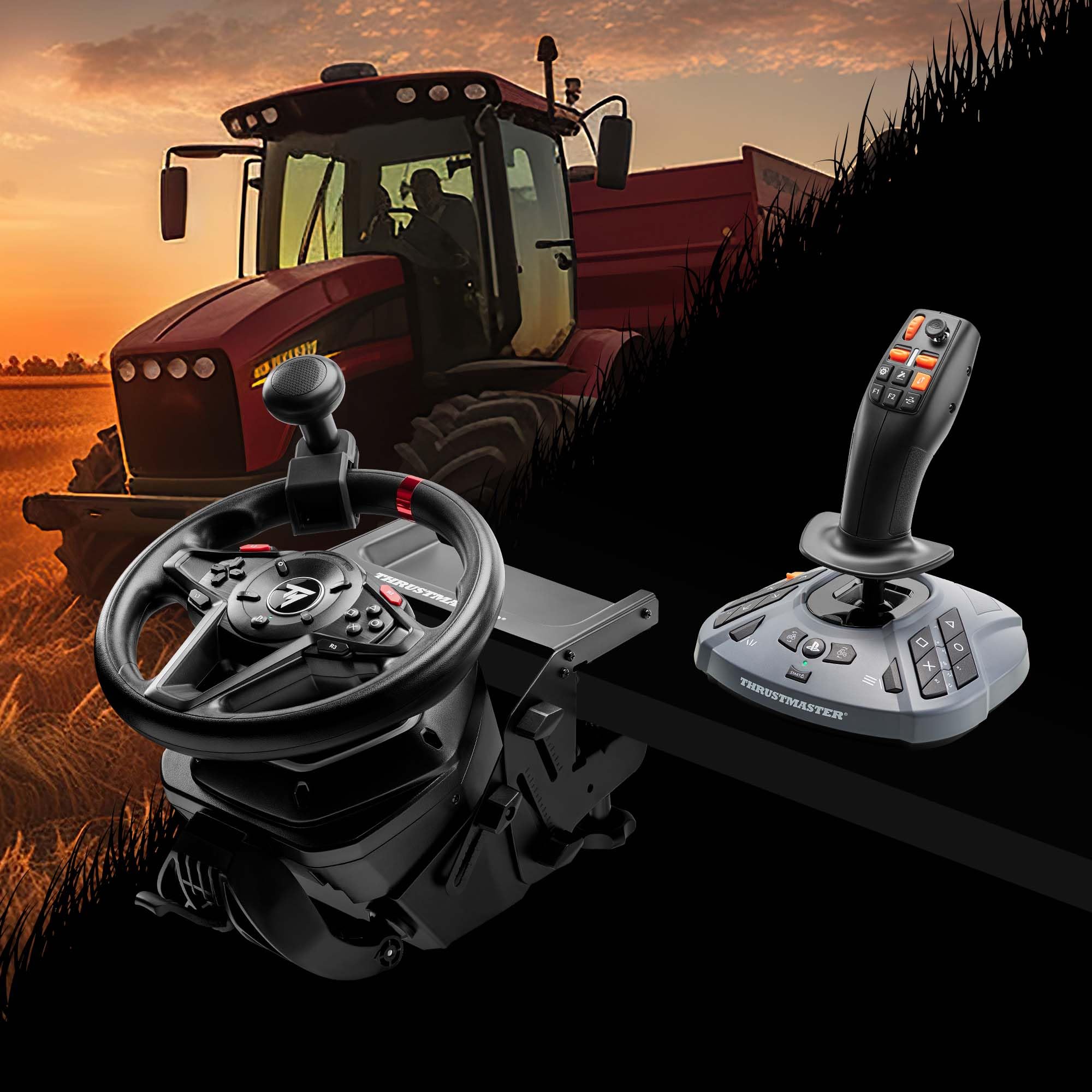 Thrustmaster T128 SimTask Pack - Zestaw Kierownicy Farm/Trucking - PS5 i PC | Kierownica Force Feedback, pedały T2PM, uchwyt Steering Kit w pełni metalowy, regulowana pozycja, obrót 900°