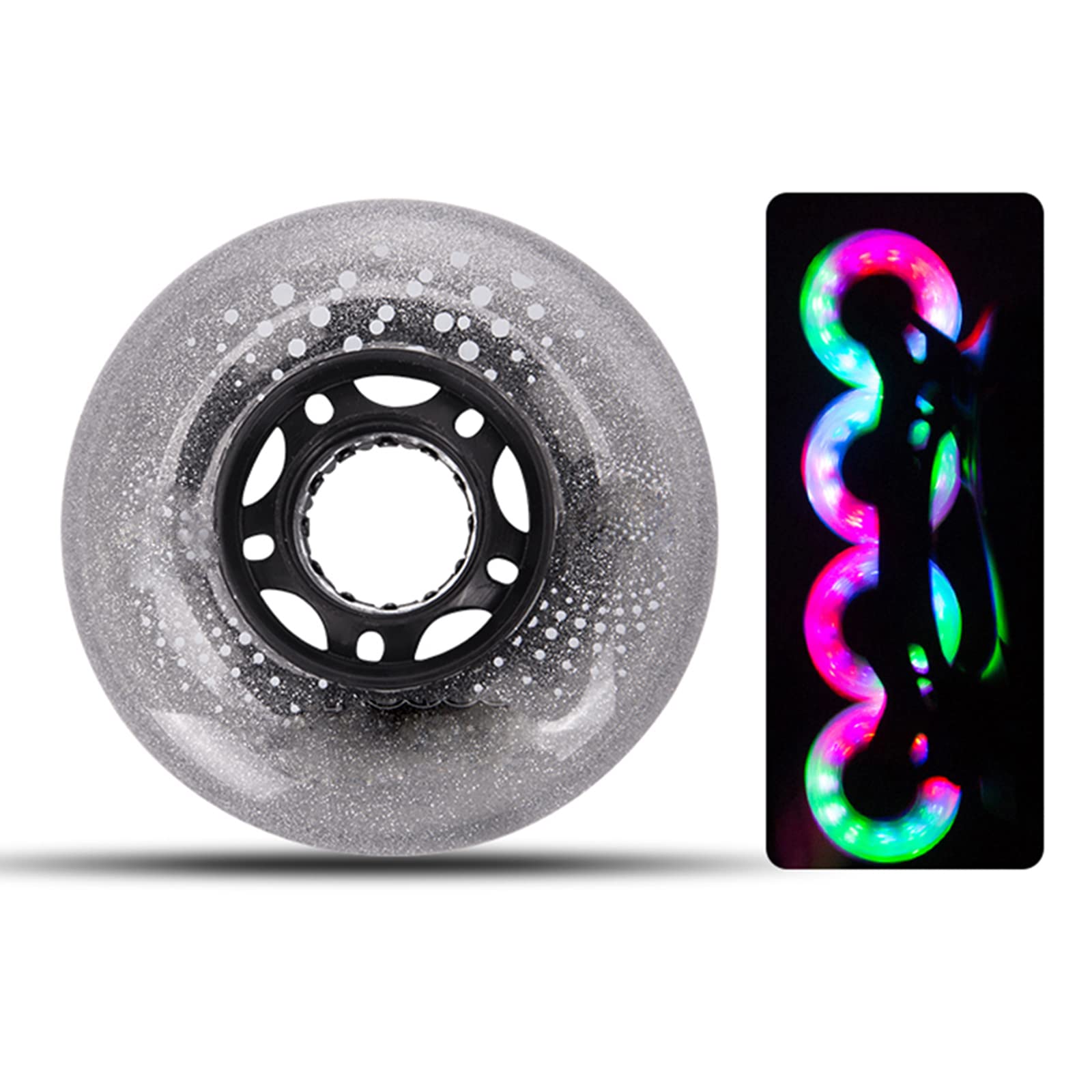 Genérico Ruedas para Patines en Línea Interior Exterior Ruedas de Repuesto para Patines en Línea con Flash Luminoso 85A Ruedas LED en Línea de 68mm/72mm/76mm/80mm Paquete de 8