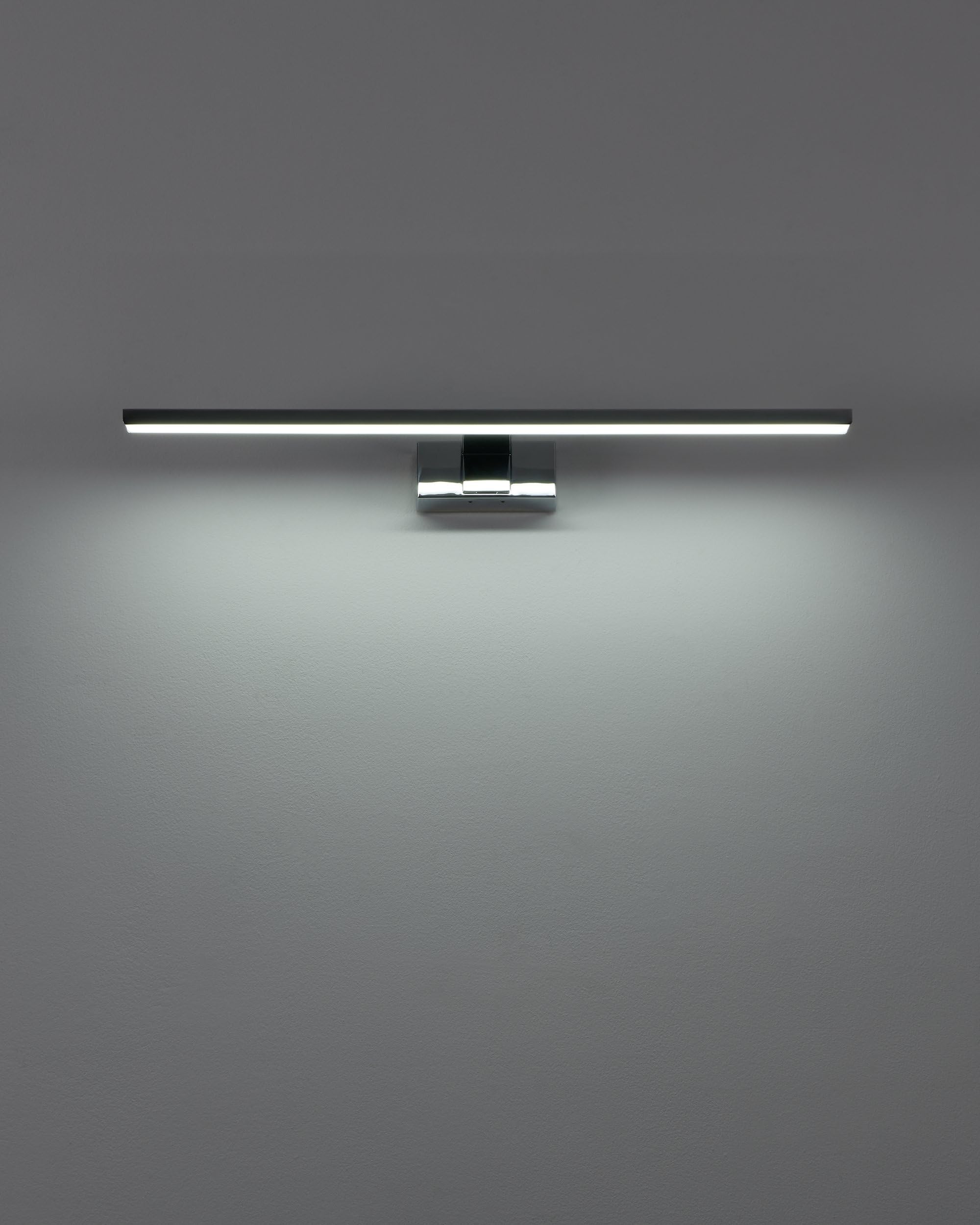 Eglo LED lámpara espejo Conettilla, luz baño | iluminación espejo aluminio cromado y plástico blanco, foco cálida-fría, IP44, largo 60 cm