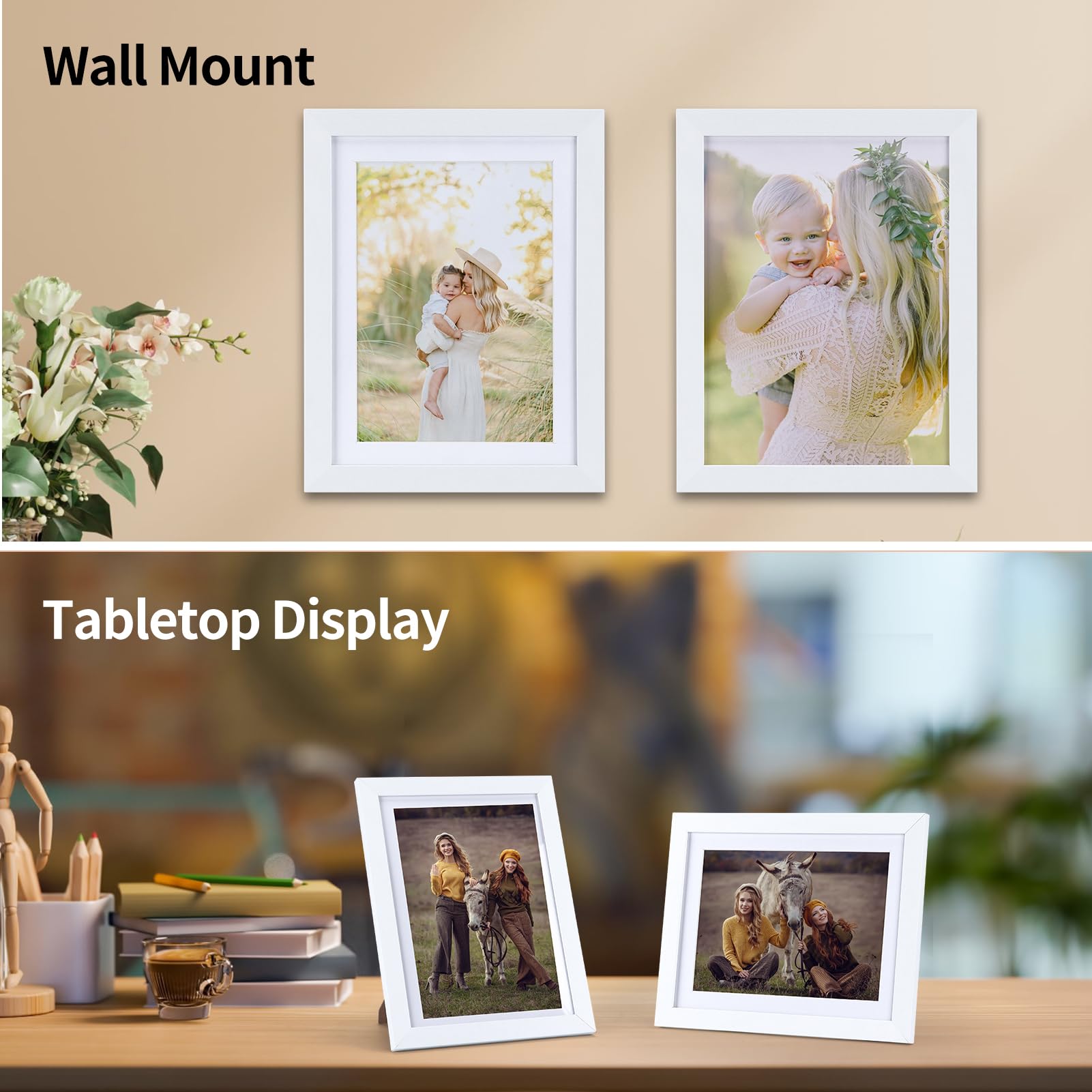 12Pcs Passe Partout en Carton Blancs sans Acide Set, A4 Tapis de Cadre Photo avec Noyau Découpé