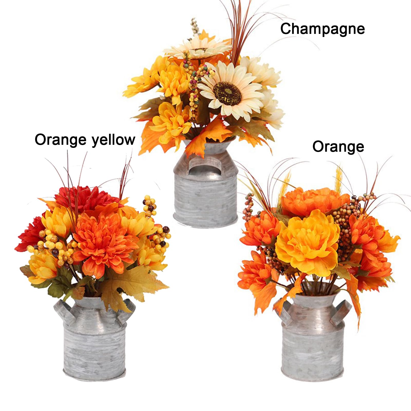 Set Mit 8 Herbstblumen-Beeren-Picks – 40,6 Cm Lange Zweige Mit Orangenbeeren & Blüten, Für Vasen & Deko
