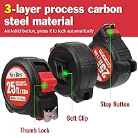 Vista 5 de Tape Measure 25 ft, 10 Pack Bulk Easy Read Measurement Tape, Self-Locking Measuring Tape Retractable 25 FT by 1 in