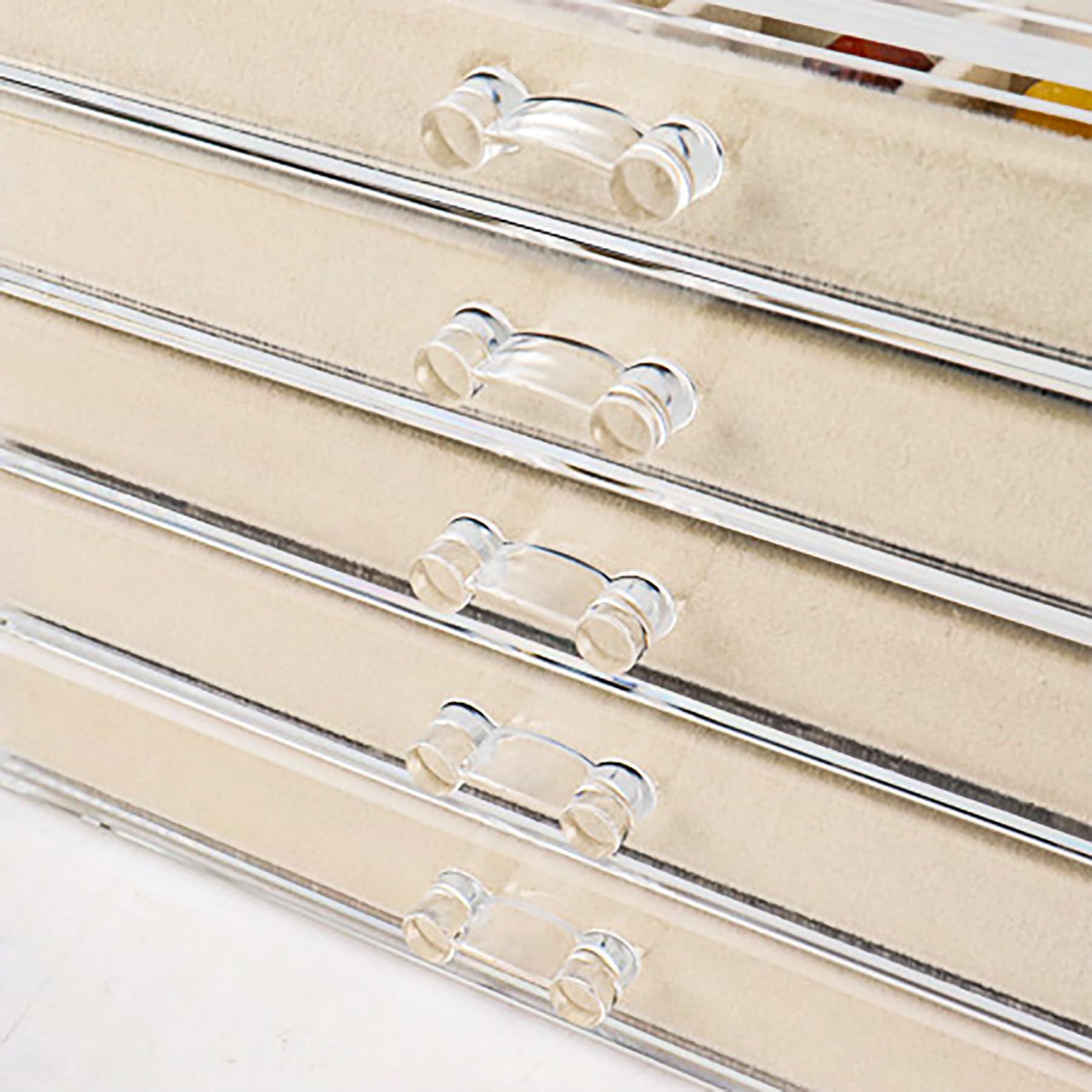 Rock Vitrine 5 tiroirs 90 grilles Acrylique Rock Boîte de rangement pour petites pierres précieuses Fossil Cristal Pierre Objets de collection (beige)
