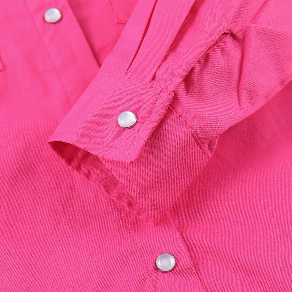 Noomelfish Girls Button Down Pearl Snap Western Shirt Cowgirl Long Sleeve Blouse Tops (5-12 Years) - Image 6