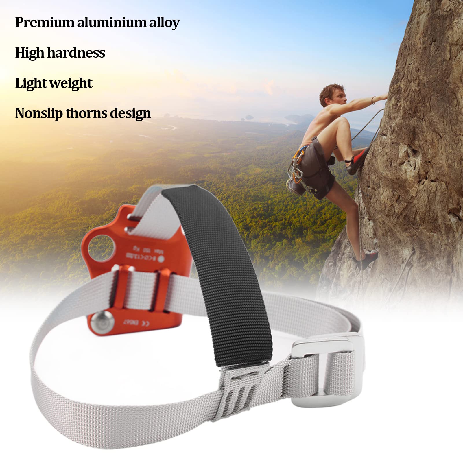 Rock Climbing Mountaineering Equipment Climbing Device, Foot Ascender, Aluminium Alloy High Hardness Light Weight Portable Nonslip Design Adjust Ascender(??)