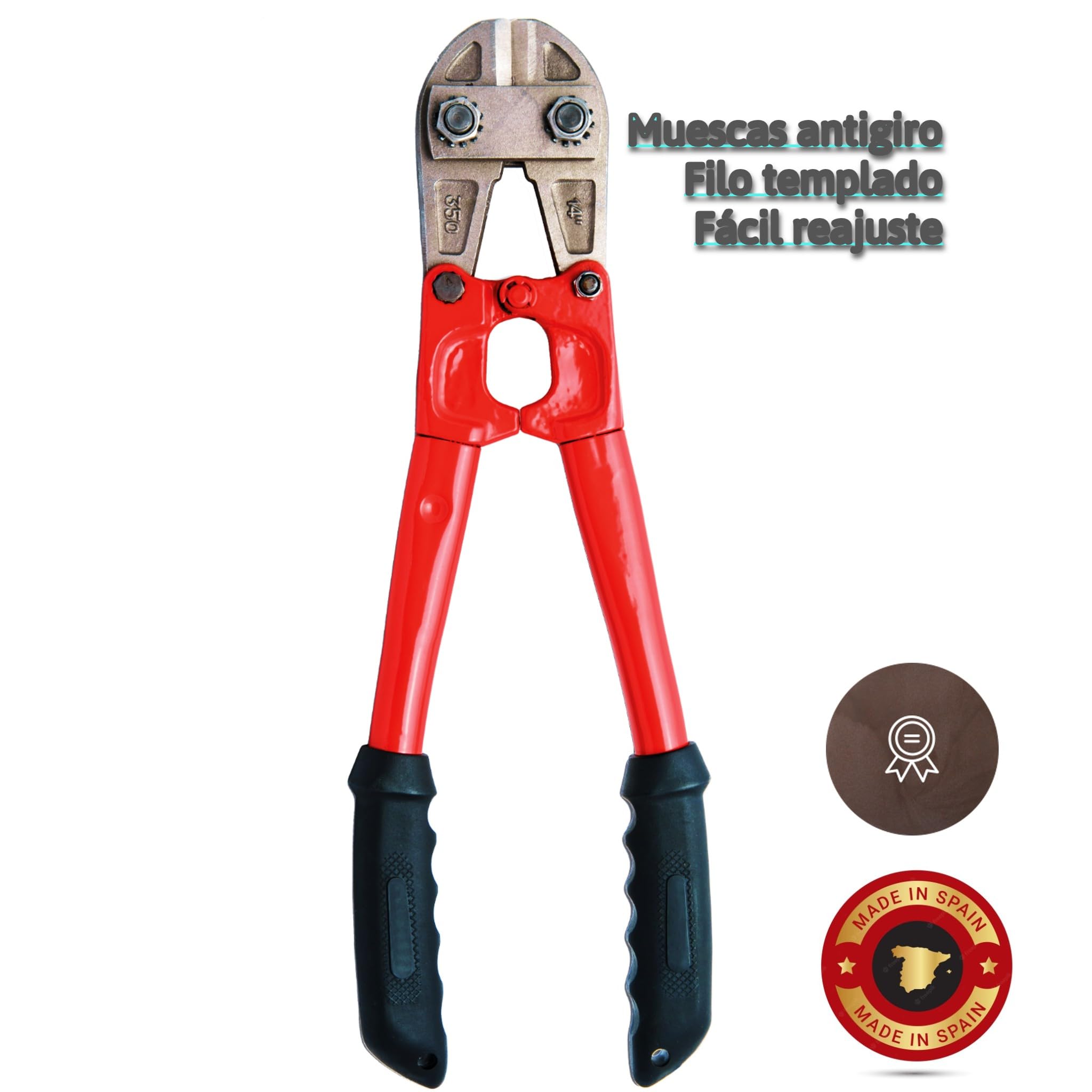 Bricoloco Cizalla cortavarillas para corte de ferralla y varilla de acero con mordazas endurecidas con tratamiento térmico y mango ergonómico (Corte 7 mm - Largo 450 mm)