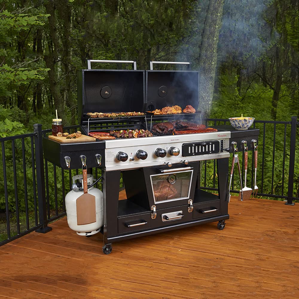 Pit Boss Memphis Ultimate 4-in-1 Kombigrill, schwarz, Stahl/Gusseisen, Smoker, Gas- und Holzkohlegrill