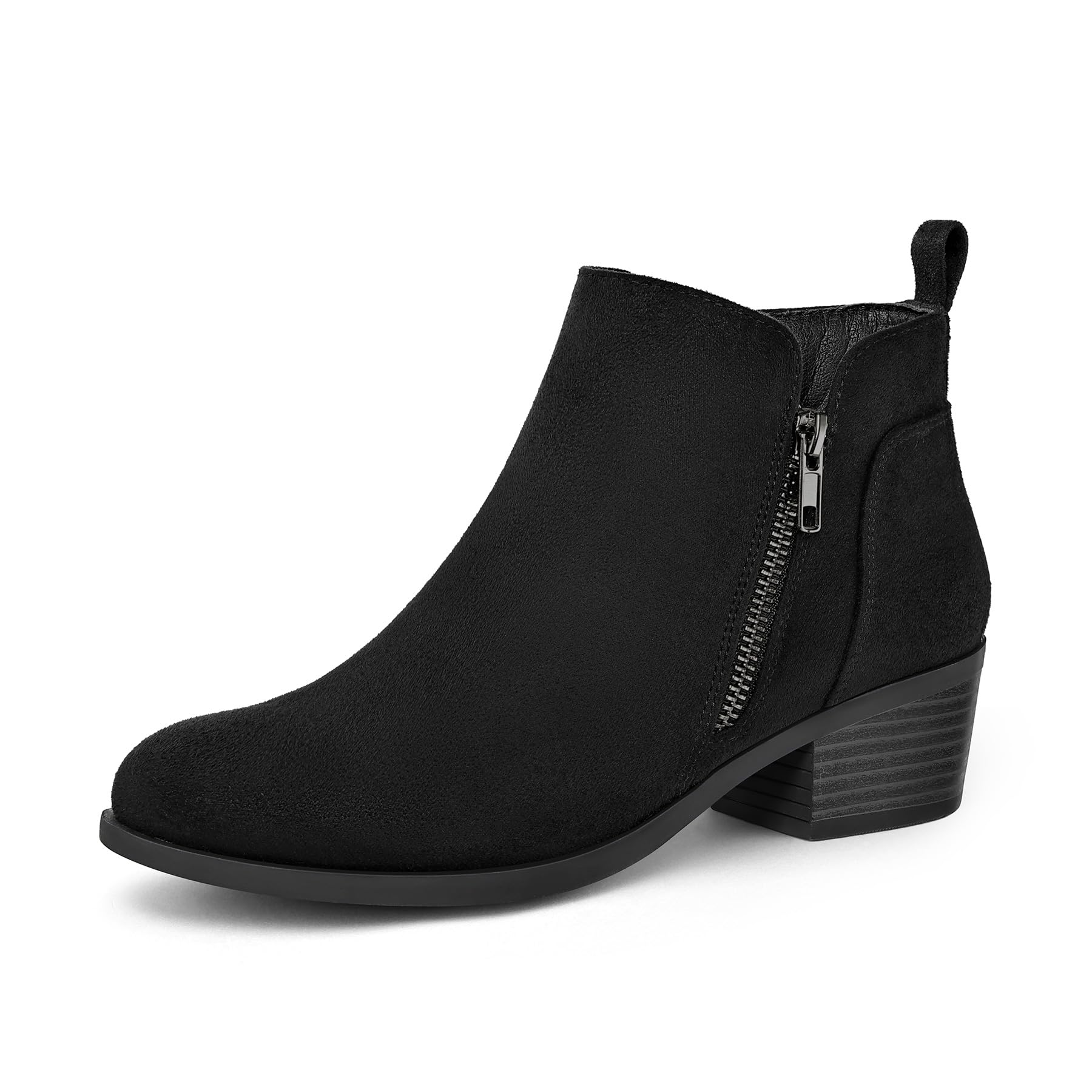 mysoft Women's Ankle Boots Chunky Low Heel with Side Zipper | 1.77 inches,Wide Width,Round Toe,Chunky,Comfortable,Short Boots,Casual Wear,Office,Walking,Travel,Shopping,Fall Winter Shoes