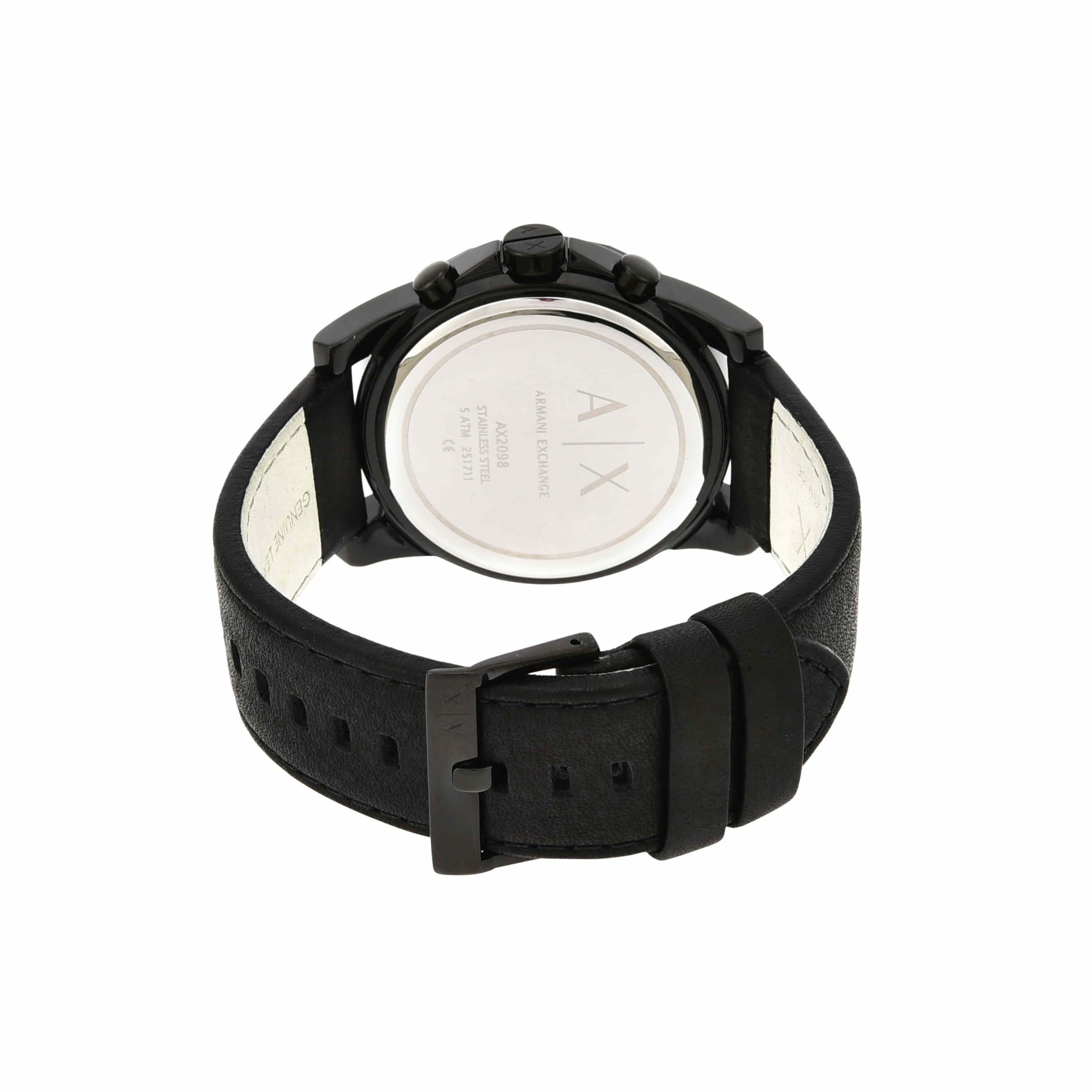 Armani Exchange Reloj Hombre, Movimiento Cronógrafo Cuarzo y Caja 45mm con Pulsera Piel