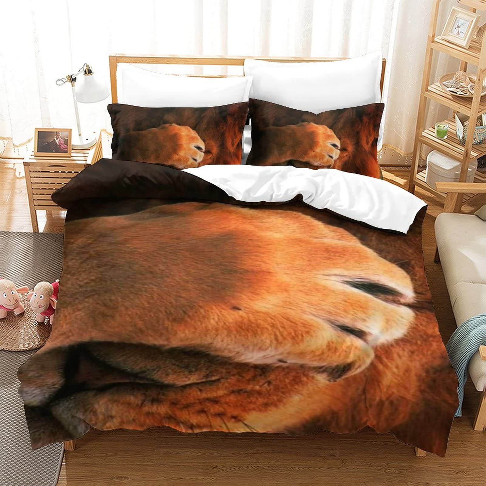 Housse de couette lion 3D ensemble de literie double adulte et enfants 135x200