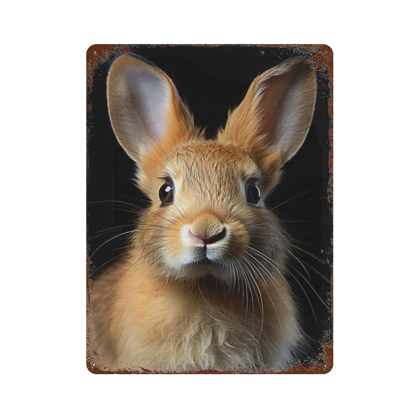Rabbit Animal Portrait Vintage Rust Metal Sign 15.7"x11.8", for Basement, Hobby Room And Garage Decor, Farmhouse Wall Decor