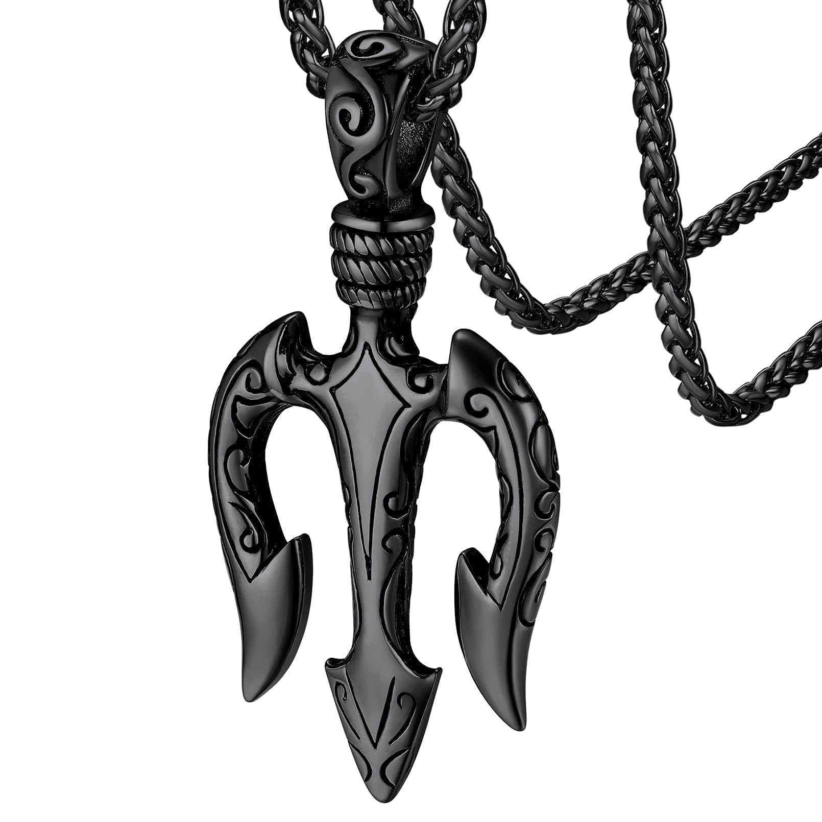 Greek Poseidon/Medusa Pendant Necklace for Men Women, Silver/Black/Gold Stainless Steel Ancient Greece Protection Necklace Mens Amulet Jewelry