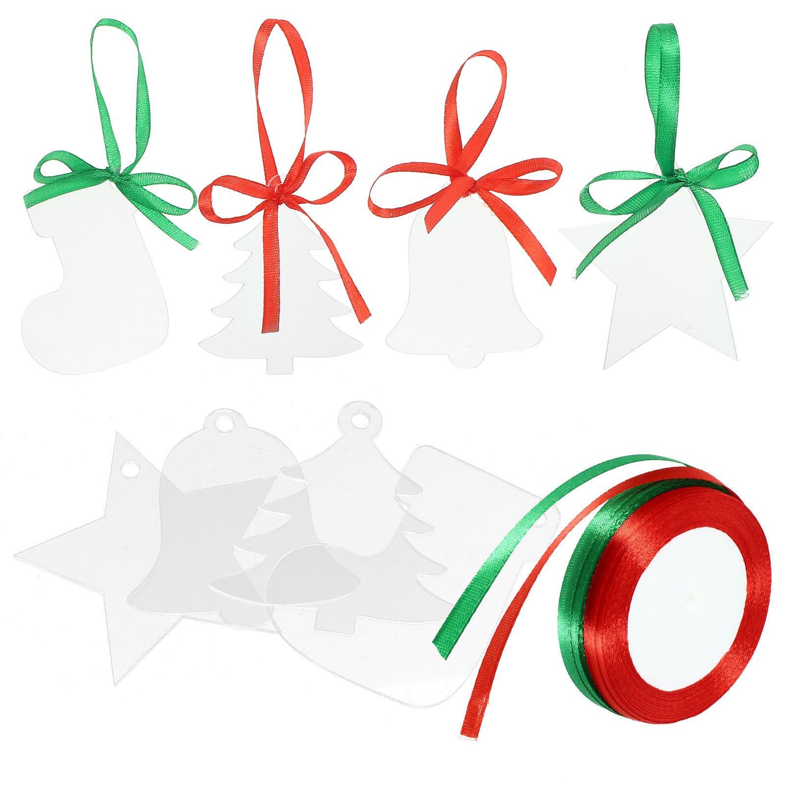 Toyvian 80 Piezas Adornos Navideños de Acrílico Transparente para Árbol, | Interior y Exterior, Ligeros y Compactos, Resistentes a Roturas, Uso Prolongado, Ambiente Navideño