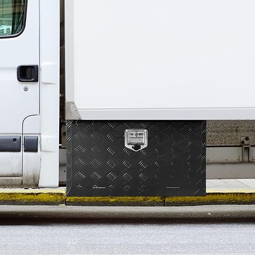 Miniatura 45 de VEVOR Underbody - Caja de almacenamiento para camioneta de 24 x 14 x 16 pulgadas, caja de herramientas de aluminio resistente con cerradura y Negro