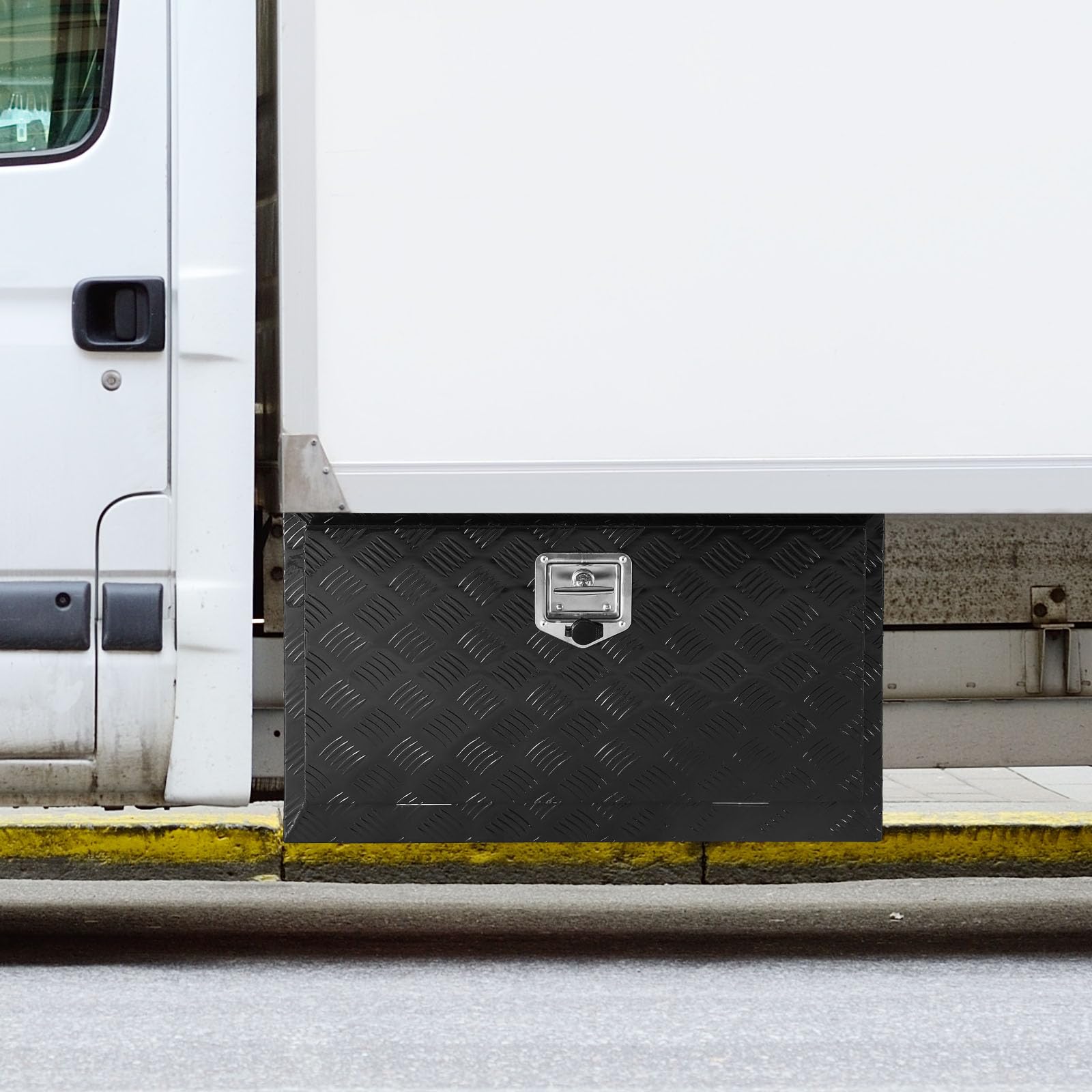 VEVOR Boîte à Outils pour Camion 91,4x43,2x45,7 cm, Coffre Sous-Châssis Fixation Inférieure, Caisse de Stockage en Aluminium avec Serrure et Clés, Étanche, pour Remorques Pick-up Fourgonnettes