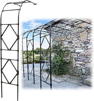 Metal Garden Arbor Arch, Semi-Circular Design, Plants Trellis for Climbing Plants, Roses, Indoor/Outdoor, Great for Backyard, Lawn, Patio, Courtyard Size 240x180x40cm