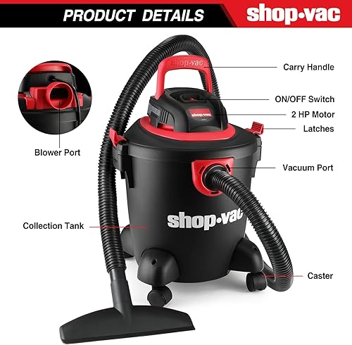 Miniatura 4 de Shop-Vac Filtro de tela Dacron 2035000+ 90115 de 5 galones 2.0 Peak HP WetDry Vacuum 2035000+