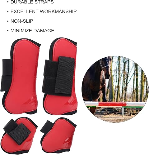 Miniatura 3 de Pssopp Juego de 4 botas de tendón de caballo, botas de caballo gruesas de poliuretano con carcasa de caballo, botas ligeras con parte delantera
