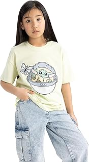 تيشرت منسوج للبنات بأكمام قصيرة وقصة مريحة C4830A8 من ديفاكتو