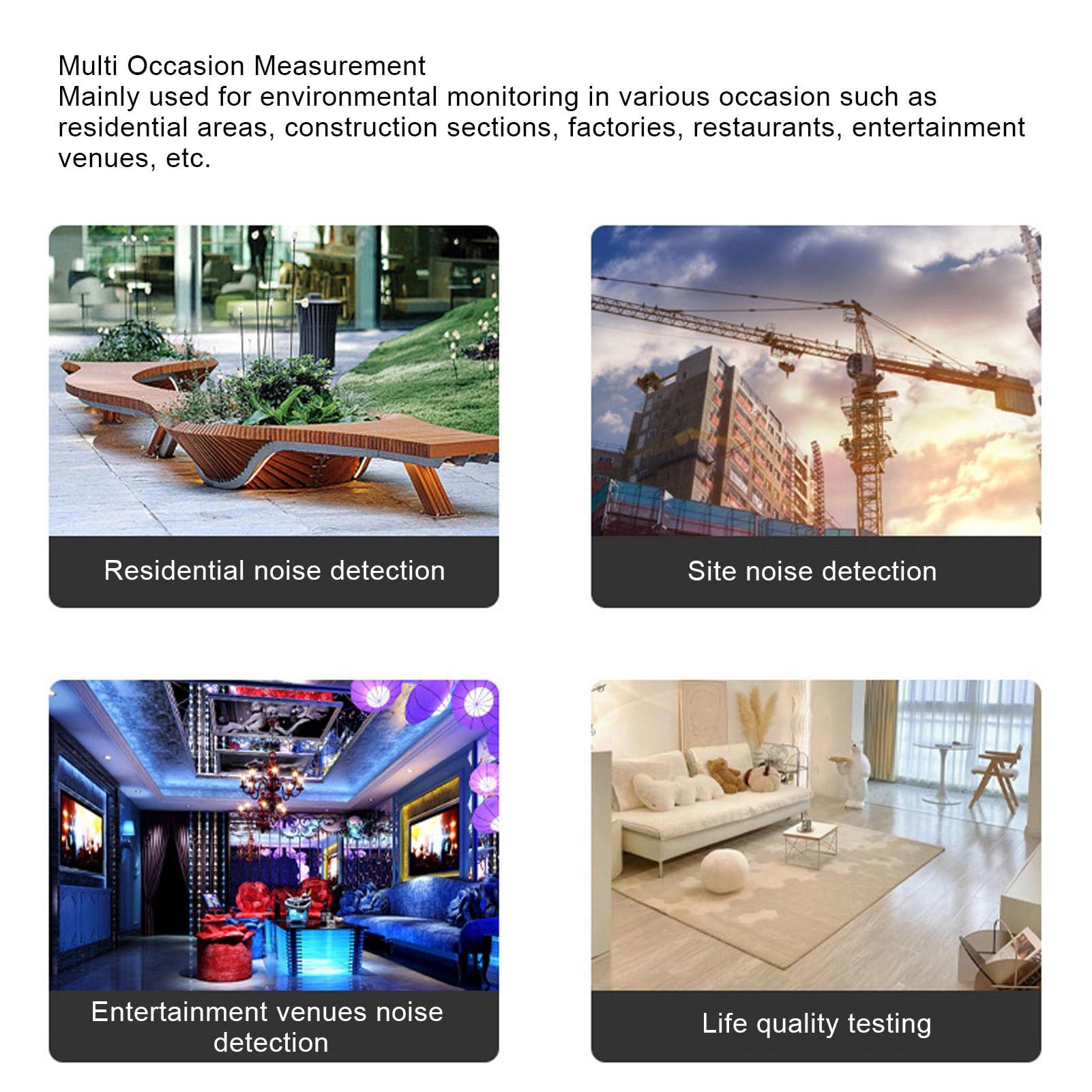 Noise Tester, Capacitive Microphone Alarm Setting High Accuracy Sound Meter for Construction Site