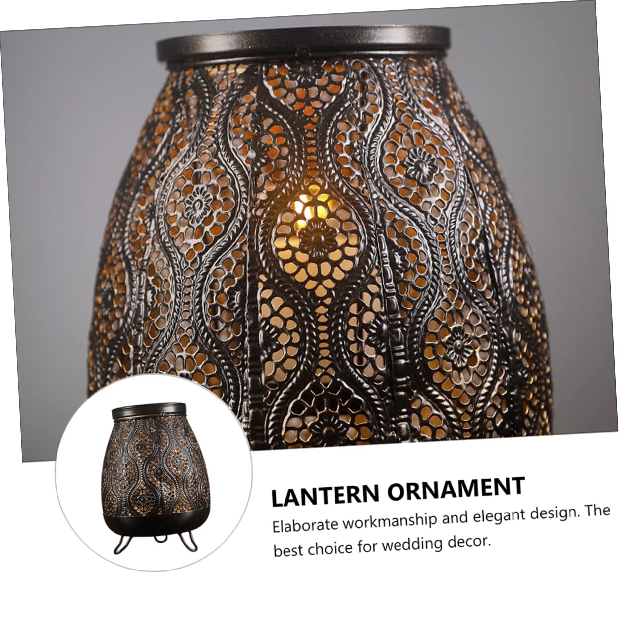 Schwarze Laterne aus Eisen, Handgefertigt, Deko Ornament | Hohlmuster, Schnitztechnik, Feine Verarbeitung, Geeignet für Feier und Hochzeit