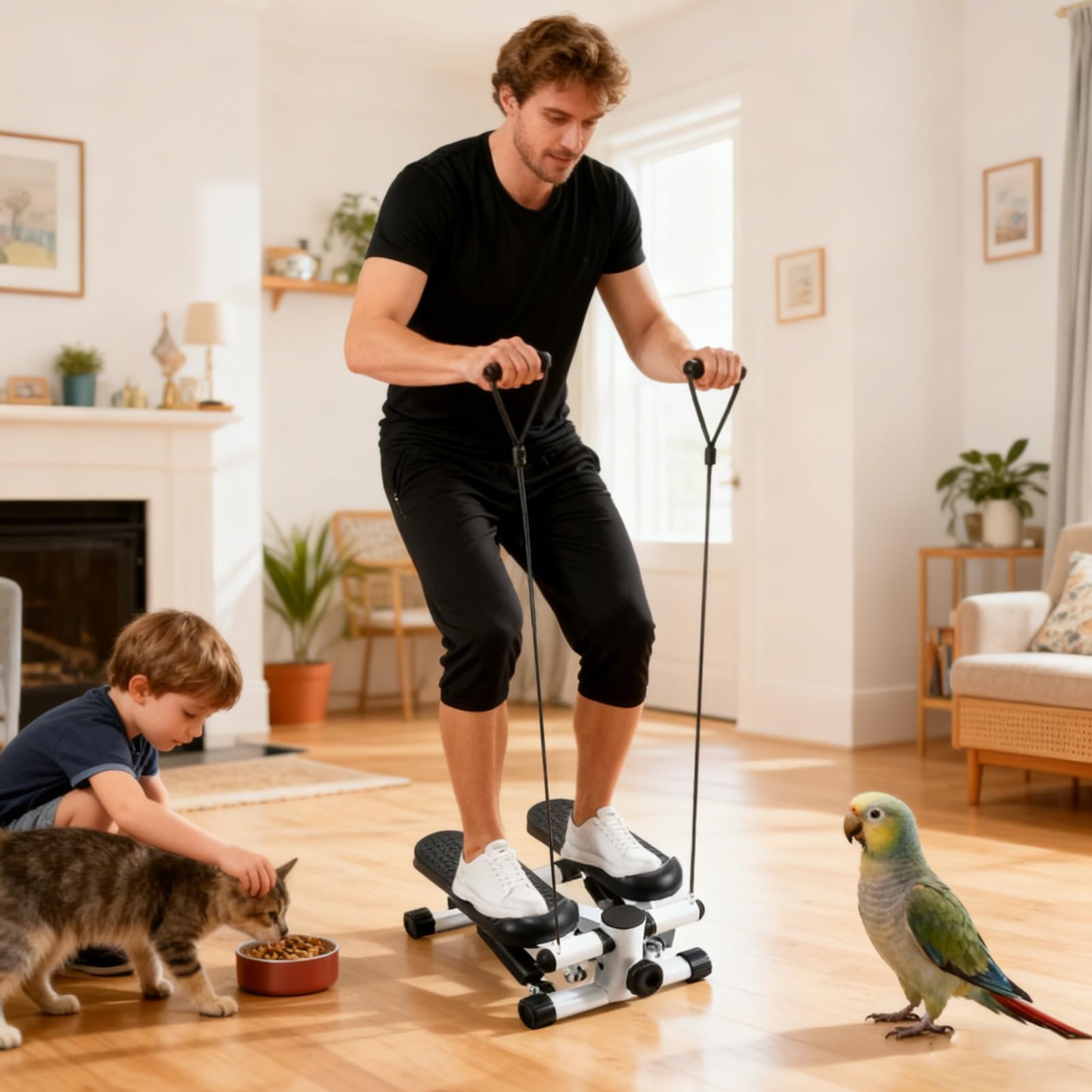 Stepper per Scale Stepper da Cammino con Bande Elastiche | Macchina per Allenamento Completo del Corpo Per Palestra Casa Ufficio Viaggio Fitness Indoor