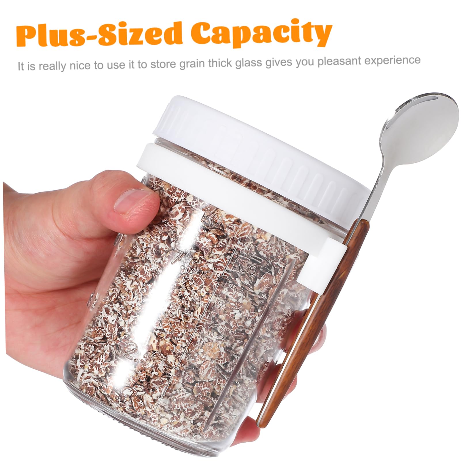 Cabilock Tarros Mason de 400ml con Tapa y Cuchara, 4 Piezas | Vidrio y Silicona, Cierre Hermético a Prueba de Fugas, Uso en Oficina y Dormitorio