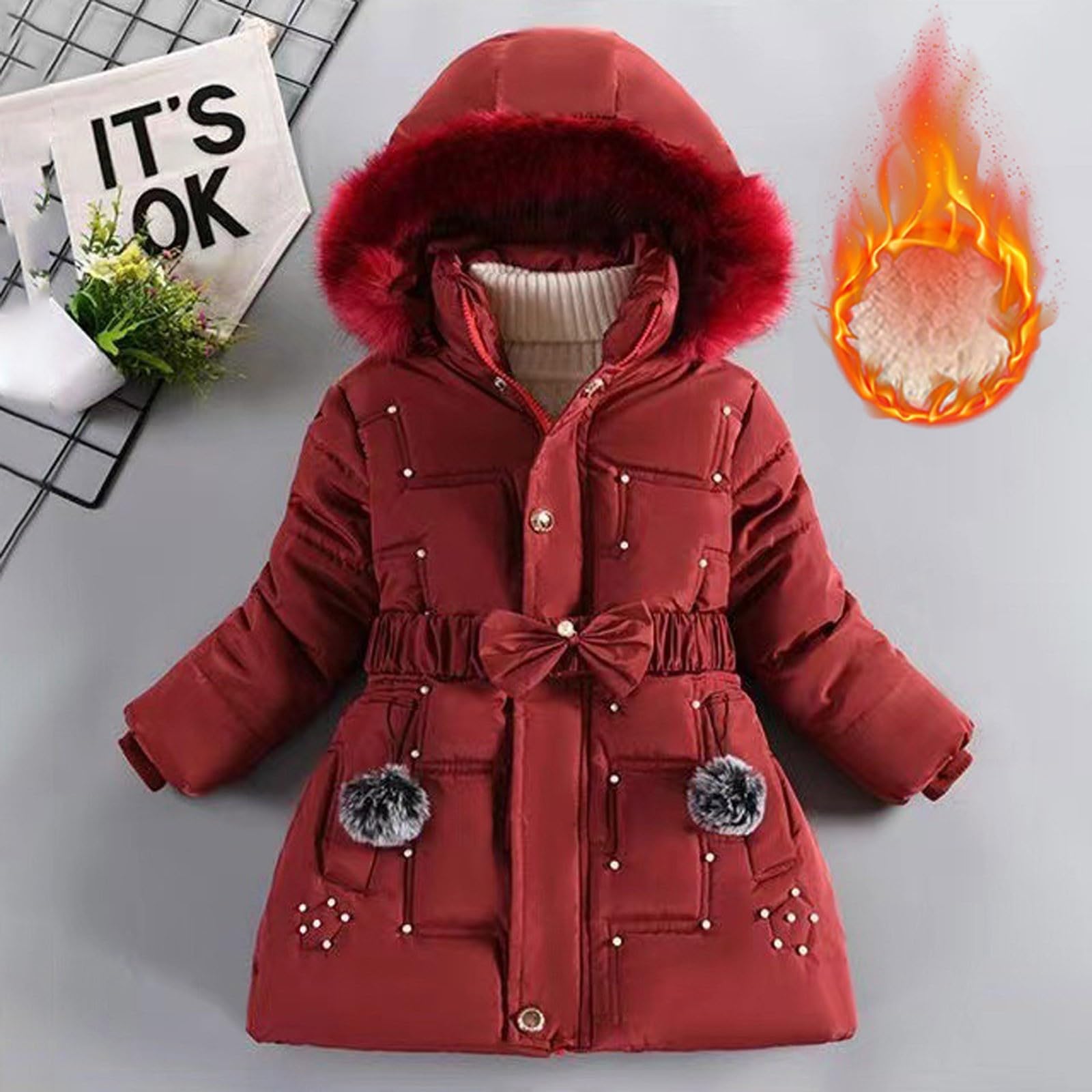 Manteau d'hiver à capuche en polaire pour filles, veste de chef pour filles