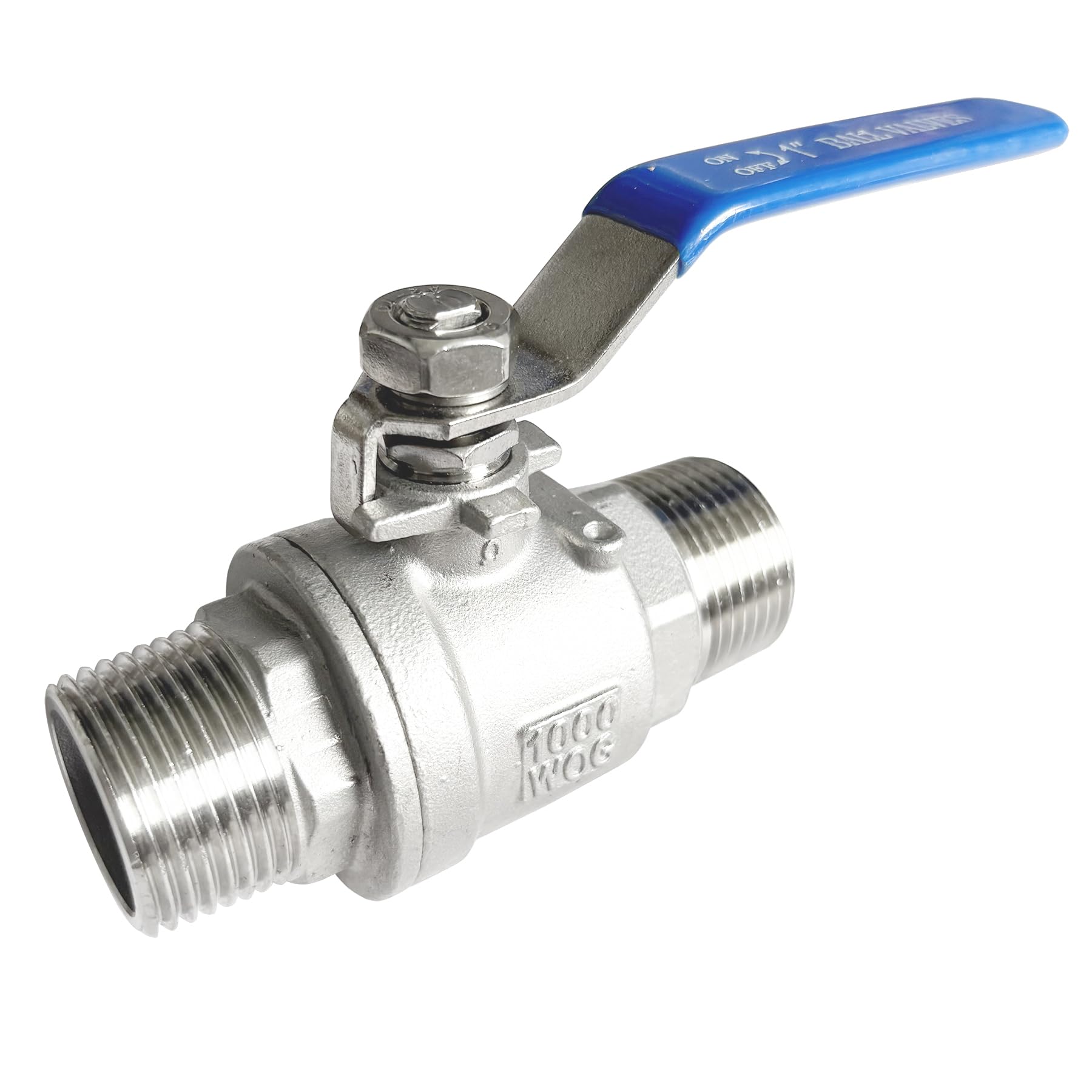 LOZOME 1 inch Male to Male Thread Ball Valve 304 Stainless Steel Full Port NPT Thread Ball Valves WOG1000