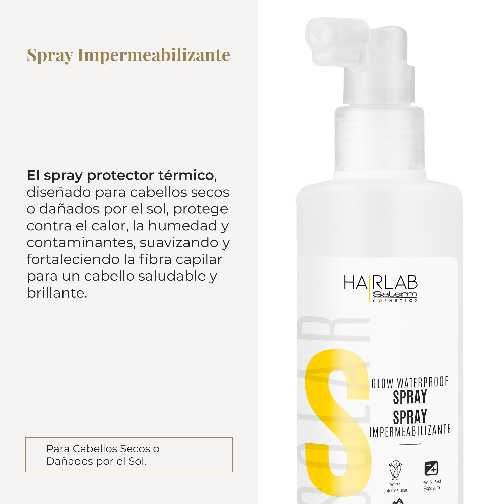 SALERM Spray Impermeabilizante y Reparador para el Cabello 200 ml Protector Térmico Anti Frizz
