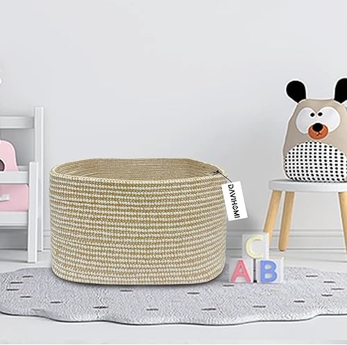 Miniatura 2 de DAVIHOMI Cesta cuadrada de cuerda de algodón tejida para organizar, cestas de regalo para asas, cestas de regalo vacías, cesta de juguetes para